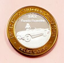Palms Casino Gaming Token .999 Fine Silver Ten Dollars 1953 Corvette Convertible picture
