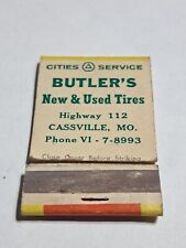 Vtg. Butler's New and used tires highway 112 Cassville Missouri  matchbook empty picture