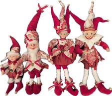 4PC SET - Christmas Handmade Holiday Posable Elves And Jester Figurines / Dolls picture
