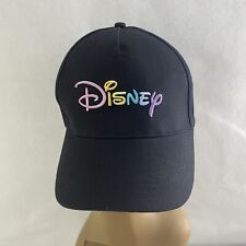 Disney Pastel Rainbow Embroidered on Black Baseball Cap Hat Adjustable Latch picture