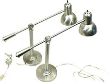 Table Lamp Retro Modern Adjustable Arms 2 Pc. Set Brushed Alum Finish Tested picture