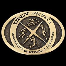Solid Brass Nevada Rebels UNLV D1 College Football Vintage Belt Buckle picture