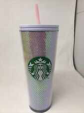 Starbucks 2020 Holiday Exclusive White Pink Sequins Shift 24 oz Cold Cup Tumbler picture