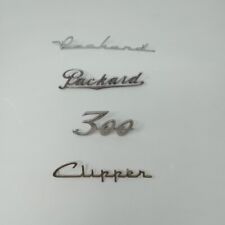 Lot Of 4 Vintage Packard Car Emblem Name Plates (Clipper, 300, & 2x Packard) picture