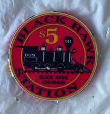 Black Hawk Station Black Hawk, Colorad $5 Poker casino Chips 1998 UNC Sleeved picture