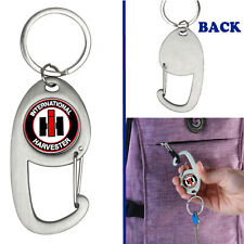 International Harvester Tractor Premium Brushed Silver Carabiner Keychain picture