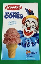 NOS 1984 Vintage Scoopy’s Clown Ice Cream Cones, Sealed Box of 24 cones picture