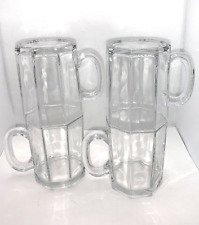 Vintage Octime Clear glass Mug Arcoroc France Cup Octagon Set Of 4 picture