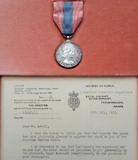 1957 Imperial Service Medal Royal Aircraft Dept Queen Elizabeth EIIR Letter Rare picture