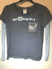 Disney Womens Sz M Girls Sz L Long Sleeve T-shirt Grey With Silver Sequin picture