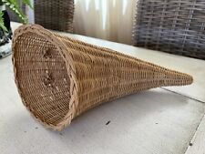 Vintage Large Cornucopia Wicker Basket Horn of Plenty 16