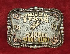 CHAMPION TROPHY BUCKLE PRO RODEO☆BRONC RIDER☆LONGVIEW TEXAS☆2017☆RARE☆841 picture