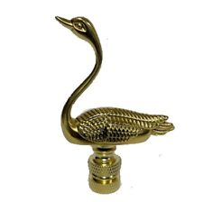 SWAN WITH HEAD UP LAMP SHADE FINIAL POLISHED BRASS   #115 picture