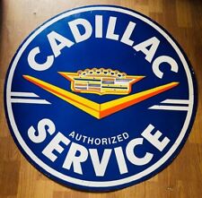Cadillac service porcelain enamel 48 inch double sided sign picture