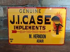 VINTAGE J.I. CASE IMPLEMENTS PORCELAIN FARM MACHINE SIGN 12