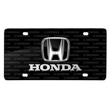 Honda 3D Black Metal Logo on Logo Pattern Black Aluminum License Plate picture