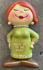 Vintage Enesco Red Head Retro Woman Sock It To Me Baby Figurine Pearls Lace picture