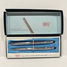 Vintage CROSS Chrome Ball Point Pen Mechanical Pencil Set 3501 Wear To Box picture