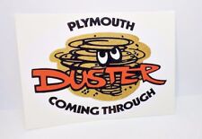 PLYMOUTH DUSTER COMING THROUGH Vintage Style DECAL / STICKER, mopar, racing picture
