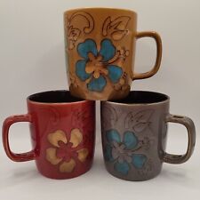 Vintage Mr. Coffee Bohemian Floral Mugs Set Of 3  12 Oz Rare picture