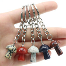 20PCS Color Mushroom Stone Gem Stone Crystal Keychain Key Ring Natural Healing picture