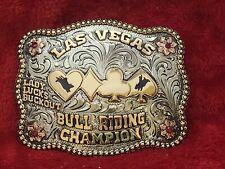 CHAMPION TROPHY BUCKLE PROFESSIONAL RODEO BULL RIDING☆LAS VEGAS NEVADA☆RARE☆J64 picture