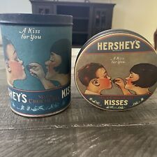 Hershey Vintage 1980 & 1982 Tin A Kiss For You Hershey's Milk Chocolate Kisses picture