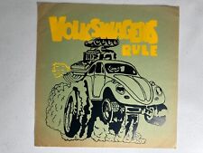 Vintage 1960s 'Volkswagens Rule' Gasser VW Bug Beetle Art, Retro 10x10 Inch picture