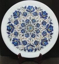 13 Inches Floral Pattern Inlaid Kitchen Decor Plate Round Stone Decorative Plate picture