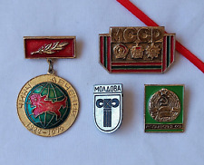 Moldavian SSR Badge vintage Lot 4x Soviet Moldova USSR republic communist pins picture