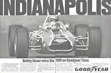 1968 Goodyear Tires Vintage Print Ad 2 Page Bobby Unser Indianapolis 500 Winner  picture