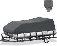 Pontoon Boat Cover Trailerable + Motor Cover, 800D Solution-Dyed Oxford Pontoon  picture