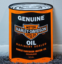 VINTAGE HARLEY DAVIDSON MOTOR OIL CAN PORCELAIN SIGN GAS STATION PUMP PLATE RARE picture