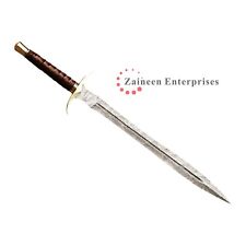 1 pcs Hand Forged Damascus Steel Viking Sword Sharp Battle Ready Medieval picture