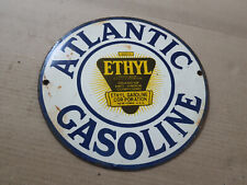 Porcelain  Atlantic Gasoline Enamel Sign Size 10