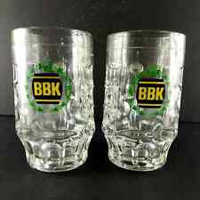B B K Performance Parts Beer Mugs Clear Glass Green Black Gold Auto Cars picture