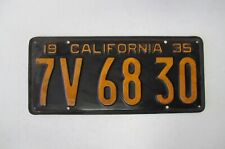1935 California Vintage License Plate - 7V 68 30 - Black picture