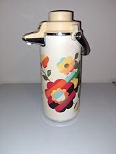 Retro Zojirushi Thermos Coffee Air Pot Multicolor Retro 1970s Mod Flower Design  picture