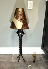 Vtg. Postmodern Leeazanne Metallic black spiked Table Lamp with artisan Shade picture