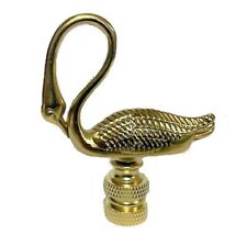 SWAN WITH HEAD DOWN LAMP SHADE FINIAL POLISHED BRASS   #116 picture