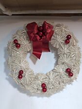 Vintage Christmas Consolidated Novelty 17” White Red Bottle Brush Wreath wt Box picture