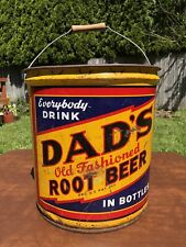 OLD VINTAGE 1950 DAD'S ROOT BEER 5 GALLON SYRUP METAL CAN BUCKET DRUM SIGN RARE picture