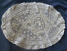Antique Large Oval White Lace Doily 16