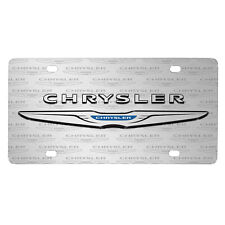 Chrysler 3D Dual Logo on Logo Pattern Brushed Aluminum License Plate picture