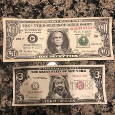 George W. Bush $9-11 & Hillary Rodham Clinton $3 Bill Bad For New York Fun Money picture