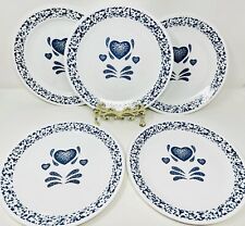 Set of 5- Corelle Blue Hearts Dinner Plates ~ Excellent ~ 10 1/4