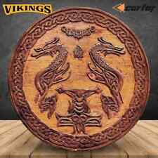 Antique Wooden Engraved Size 24inch Warrior Shield Handmade Polished Designer picture