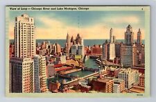 Chicago IL-Illinois, Aerial Of Town Area, Antique, Vintage c1943 Postcard picture