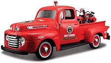 1948 Ford F-1 & 1936 EL Knucklehead Diecast Model Set, 1/24 Scale - Red picture