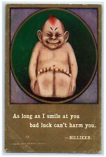 c1910's Billiken As Long As I Smile At You Bad Luck Can't Harm You Postcard picture